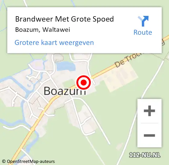 Locatie op kaart van de 112 melding: Brandweer Met Grote Spoed Naar Boazum, Waltawei op 11 juli 2021 10:32