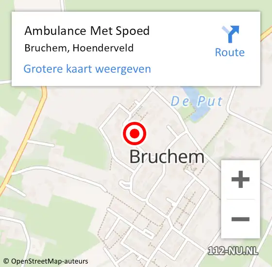 Locatie op kaart van de 112 melding: Ambulance Met Spoed Naar Bruchem, Hoenderveld op 11 juli 2021 11:22