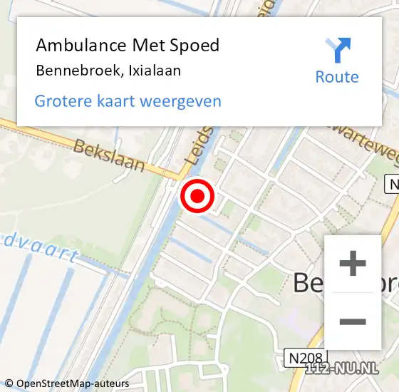 Locatie op kaart van de 112 melding: Ambulance Met Spoed Naar Bennebroek, Ixialaan op 11 juli 2021 11:39
