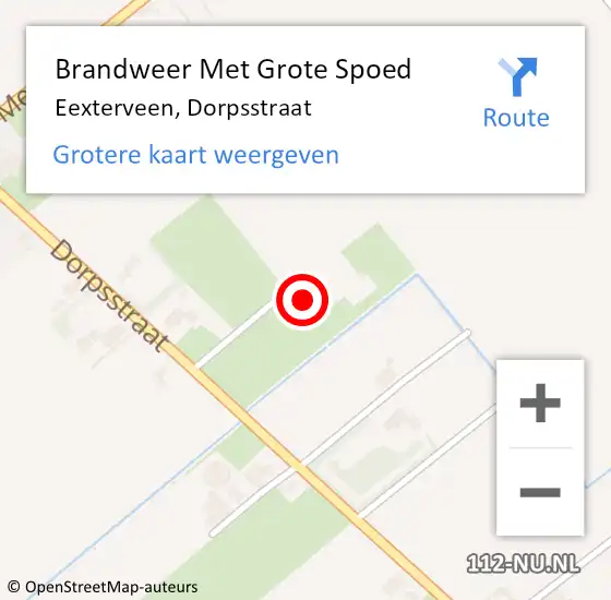 Locatie op kaart van de 112 melding: Brandweer Met Grote Spoed Naar Eexterveen, Dorpsstraat op 16 juni 2014 08:17