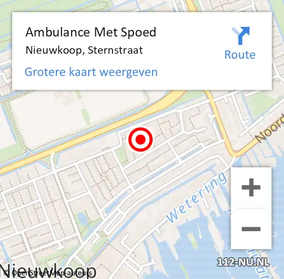 Locatie op kaart van de 112 melding: Ambulance Met Spoed Naar Nieuwkoop, Sternstraat op 11 juli 2021 11:58