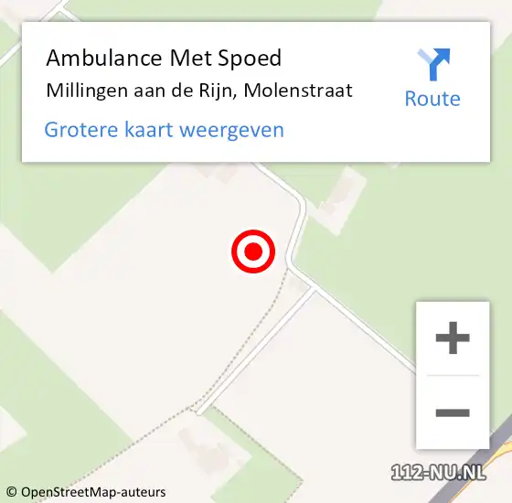 Locatie op kaart van de 112 melding: Ambulance Met Spoed Naar Millingen aan de Rijn, Molenstraat op 11 juli 2021 12:03