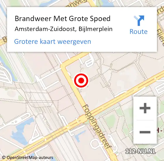 Locatie op kaart van de 112 melding: Brandweer Met Grote Spoed Naar Amsterdam-Zuidoost, Bijlmerplein op 11 juli 2021 12:29