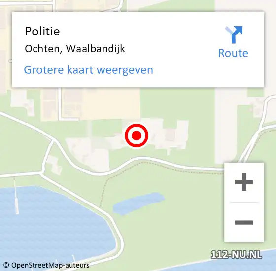 Locatie op kaart van de 112 melding: Politie Ochten, Waalbandijk op 11 juli 2021 12:53