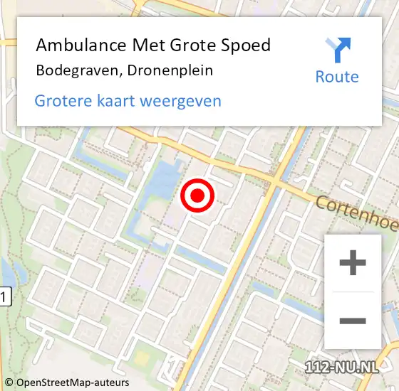 Locatie op kaart van de 112 melding: Ambulance Met Grote Spoed Naar Bodegraven, Dronenplein op 11 juli 2021 13:14