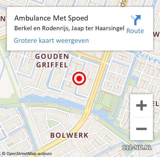 Locatie op kaart van de 112 melding: Ambulance Met Spoed Naar Berkel en Rodenrijs, Jaap ter Haarsingel op 11 juli 2021 13:21