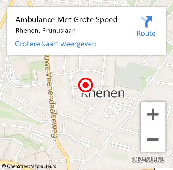 Locatie op kaart van de 112 melding: Ambulance Met Grote Spoed Naar Rhenen, Prunuslaan op 11 juli 2021 13:30