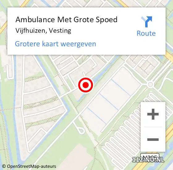 Locatie op kaart van de 112 melding: Ambulance Met Grote Spoed Naar Vijfhuizen, Vesting op 11 juli 2021 13:31