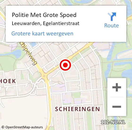 Locatie op kaart van de 112 melding: Politie Met Grote Spoed Naar Leeuwarden, Egelantierstraat op 11 juli 2021 13:32