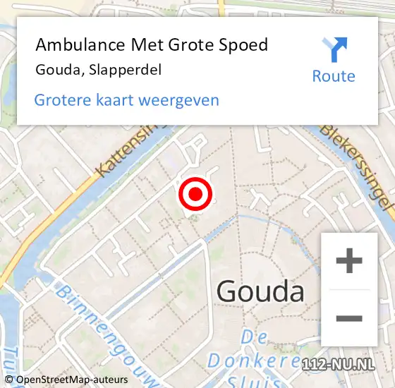 Locatie op kaart van de 112 melding: Ambulance Met Grote Spoed Naar Gouda, Slapperdel op 11 juli 2021 13:47