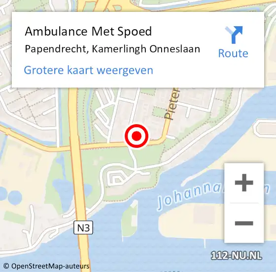 Locatie op kaart van de 112 melding: Ambulance Met Spoed Naar Papendrecht, Kamerlingh Onneslaan op 11 juli 2021 14:00