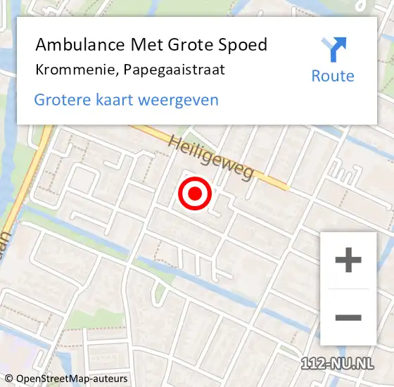 Locatie op kaart van de 112 melding: Ambulance Met Grote Spoed Naar Krommenie, Papegaaistraat op 11 juli 2021 14:13