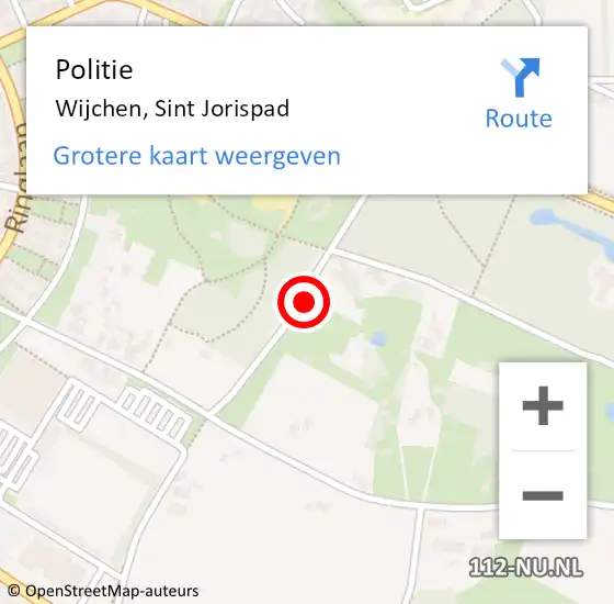 Locatie op kaart van de 112 melding: Politie Wijchen, Sint Jorispad op 11 juli 2021 14:28