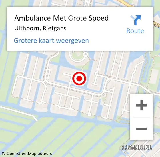 Locatie op kaart van de 112 melding: Ambulance Met Grote Spoed Naar Uithoorn, Rietgans op 11 juli 2021 14:40