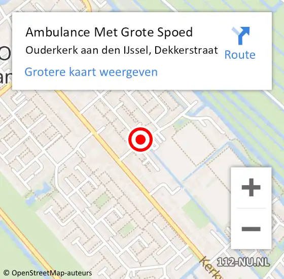 Locatie op kaart van de 112 melding: Ambulance Met Grote Spoed Naar Ouderkerk aan den IJssel, Dekkerstraat op 11 juli 2021 14:41