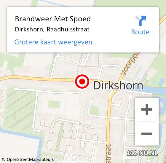 Locatie op kaart van de 112 melding: Brandweer Met Spoed Naar Dirkshorn, Raadhuisstraat op 11 juli 2021 14:42