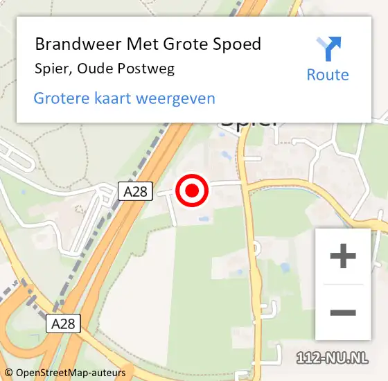 Locatie op kaart van de 112 melding: Brandweer Met Grote Spoed Naar Spier, Oude Postweg op 11 juli 2021 15:11