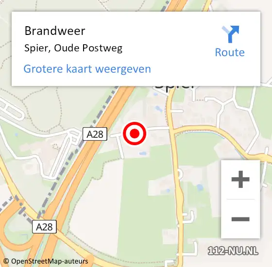 Locatie op kaart van de 112 melding: Brandweer Spier, Oude Postweg op 11 juli 2021 15:14