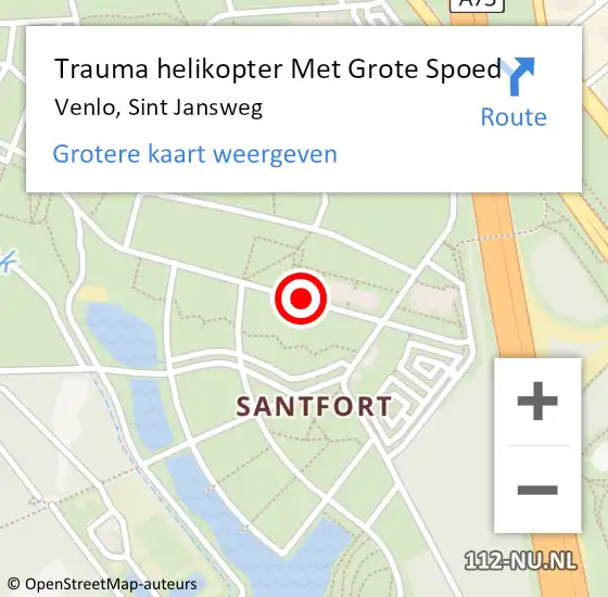 Locatie op kaart van de 112 melding: Trauma helikopter Met Grote Spoed Naar Venlo, Sint Jansweg op 11 juli 2021 15:23