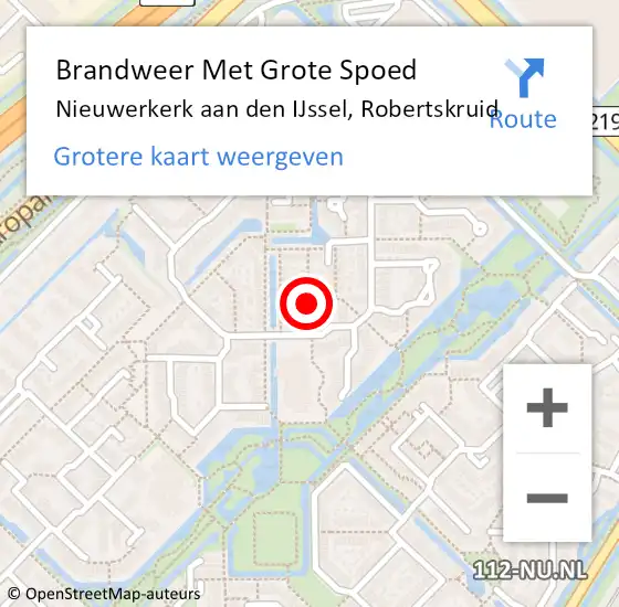 Locatie op kaart van de 112 melding: Brandweer Met Grote Spoed Naar Nieuwerkerk aan den IJssel, Robertskruid op 11 juli 2021 15:26