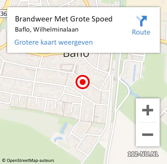 Locatie op kaart van de 112 melding: Brandweer Met Grote Spoed Naar Baflo, Wilhelminalaan op 11 juli 2021 15:41