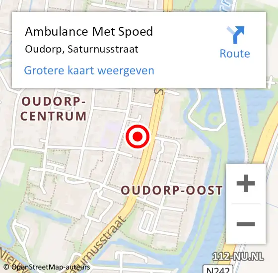 Locatie op kaart van de 112 melding: Ambulance Met Spoed Naar Oudorp, Saturnusstraat op 11 juli 2021 16:04