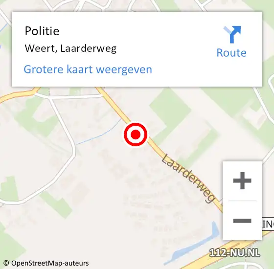 Locatie op kaart van de 112 melding: Politie Weert, Laarderweg op 11 juli 2021 16:14