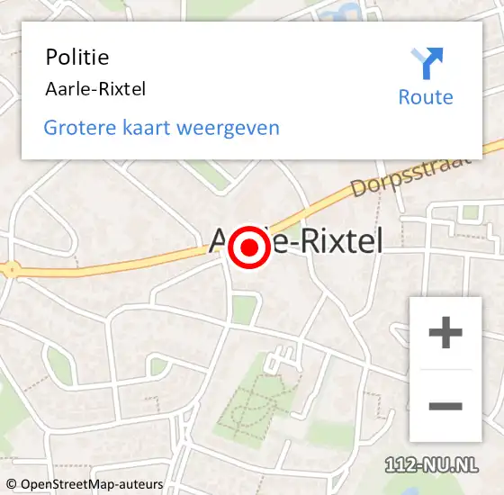 Locatie op kaart van de 112 melding: Politie Aarle-Rixtel op 11 juli 2021 16:23