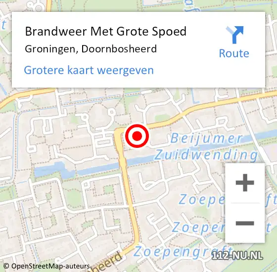 Locatie op kaart van de 112 melding: Brandweer Met Grote Spoed Naar Groningen, Doornbosheerd op 11 juli 2021 16:30