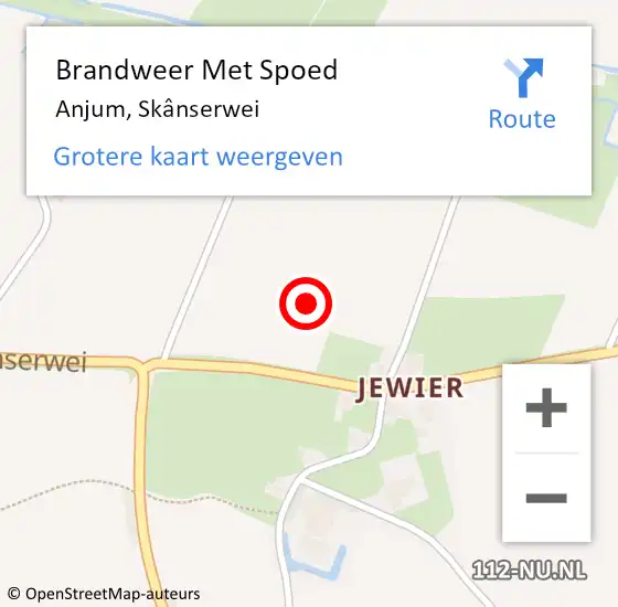 Locatie op kaart van de 112 melding: Brandweer Met Spoed Naar Anjum, Skânserwei op 11 juli 2021 16:41