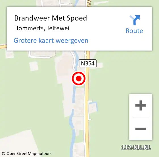 Locatie op kaart van de 112 melding: Brandweer Met Spoed Naar Hommerts, Jeltewei op 11 juli 2021 16:45