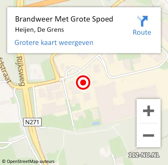 Locatie op kaart van de 112 melding: Brandweer Met Grote Spoed Naar Heijen, De Grens op 11 juli 2021 16:57