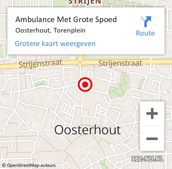 Locatie op kaart van de 112 melding: Ambulance Met Grote Spoed Naar Oosterhout, Torenplein op 11 juli 2021 16:59