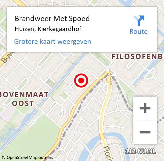 Locatie op kaart van de 112 melding: Brandweer Met Spoed Naar Huizen, Kierkegaardhof op 11 juli 2021 17:05