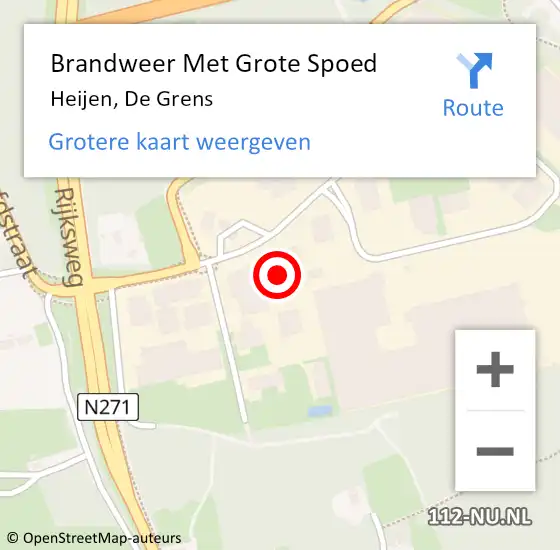 Locatie op kaart van de 112 melding: Brandweer Met Grote Spoed Naar Heijen, De Grens op 11 juli 2021 17:05