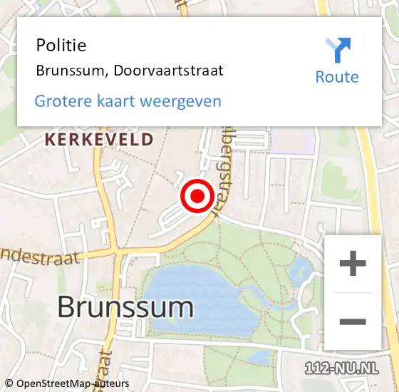 Locatie op kaart van de 112 melding: Politie Brunssum, Doorvaartstraat op 11 juli 2021 17:09