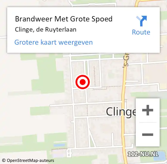 Locatie op kaart van de 112 melding: Brandweer Met Grote Spoed Naar Clinge, de Ruyterlaan op 11 juli 2021 17:10