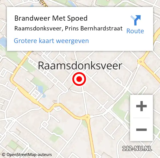 Locatie op kaart van de 112 melding: Brandweer Met Spoed Naar Raamsdonksveer, Prins Bernhardstraat op 11 juli 2021 17:24