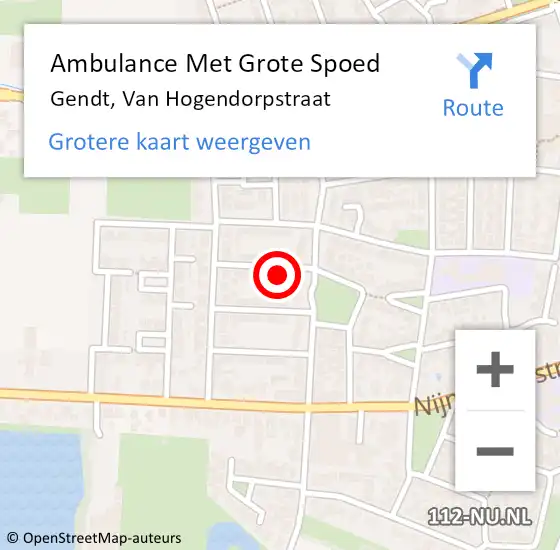 Locatie op kaart van de 112 melding: Ambulance Met Grote Spoed Naar Gendt, Van Hogendorpstraat op 16 juni 2014 08:51