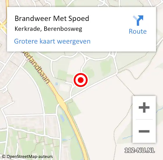 Locatie op kaart van de 112 melding: Brandweer Met Spoed Naar Kerkrade, Berenbosweg op 11 juli 2021 17:45