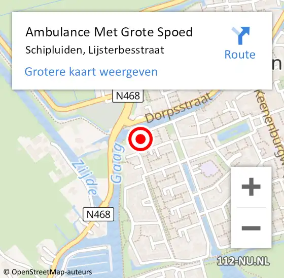 Locatie op kaart van de 112 melding: Ambulance Met Grote Spoed Naar Schipluiden, Lijsterbesstraat op 5 oktober 2013 09:24