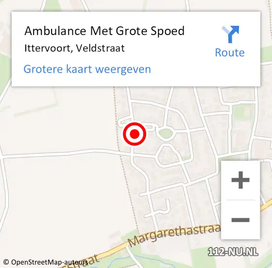 Locatie op kaart van de 112 melding: Ambulance Met Grote Spoed Naar Ittervoort, Veldstraat op 11 juli 2021 18:48