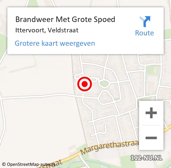 Locatie op kaart van de 112 melding: Brandweer Met Grote Spoed Naar Ittervoort, Veldstraat op 11 juli 2021 19:06