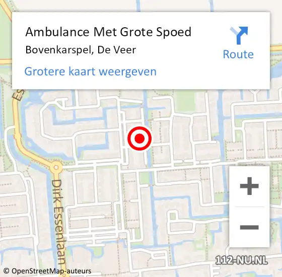 Locatie op kaart van de 112 melding: Ambulance Met Grote Spoed Naar Bovenkarspel, De Veer op 11 juli 2021 19:07