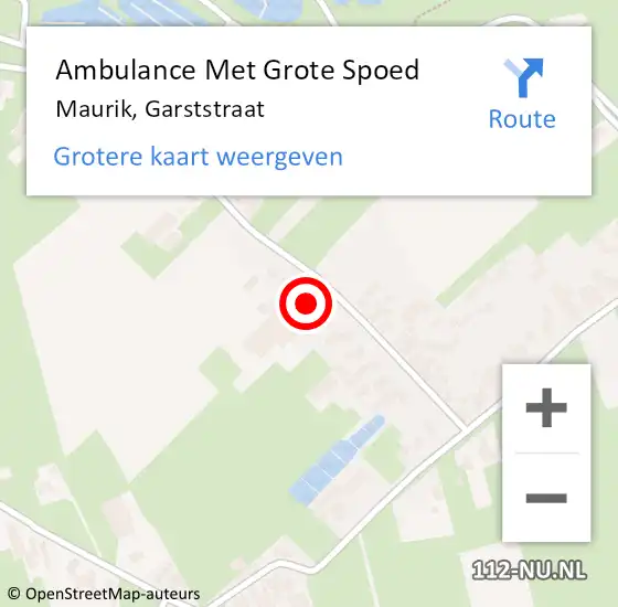 Locatie op kaart van de 112 melding: Ambulance Met Grote Spoed Naar Maurik, Garststraat op 11 juli 2021 19:45