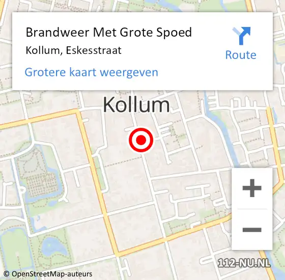 Locatie op kaart van de 112 melding: Brandweer Met Grote Spoed Naar Kollum, Eskesstraat op 11 juli 2021 19:49