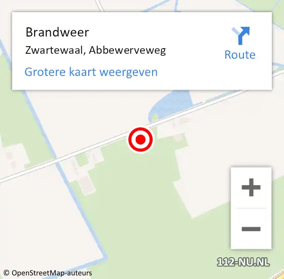 Locatie op kaart van de 112 melding: Brandweer Zwartewaal, Abbewerveweg op 11 juli 2021 19:56