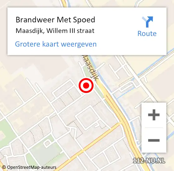 Locatie op kaart van de 112 melding: Brandweer Met Spoed Naar Maasdijk, Willem III straat op 11 juli 2021 20:09