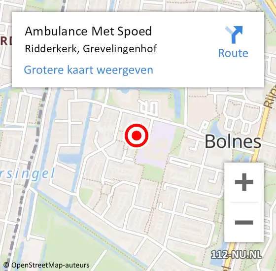 Locatie op kaart van de 112 melding: Ambulance Met Spoed Naar Ridderkerk, Grevelingenhof op 11 juli 2021 20:12