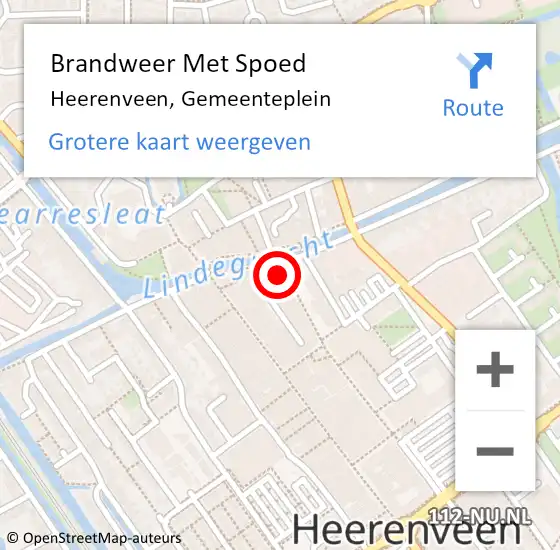 Locatie op kaart van de 112 melding: Brandweer Met Spoed Naar Heerenveen, Gemeenteplein op 11 juli 2021 20:24